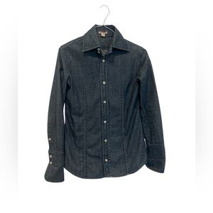 True Religion Women’s Button Up Denim Shirt Long Sleeve Size Medium Blue Western